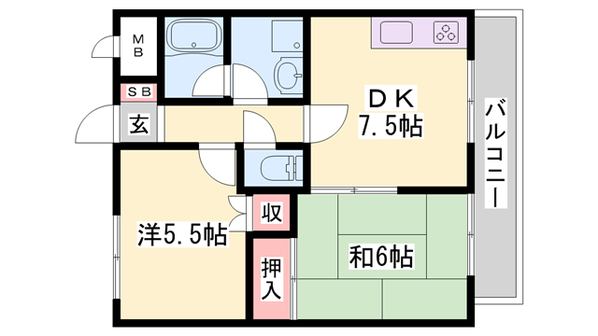 伊川谷駅 バス10分  北別府3丁目下車：停歩3分 2階の物件間取画像